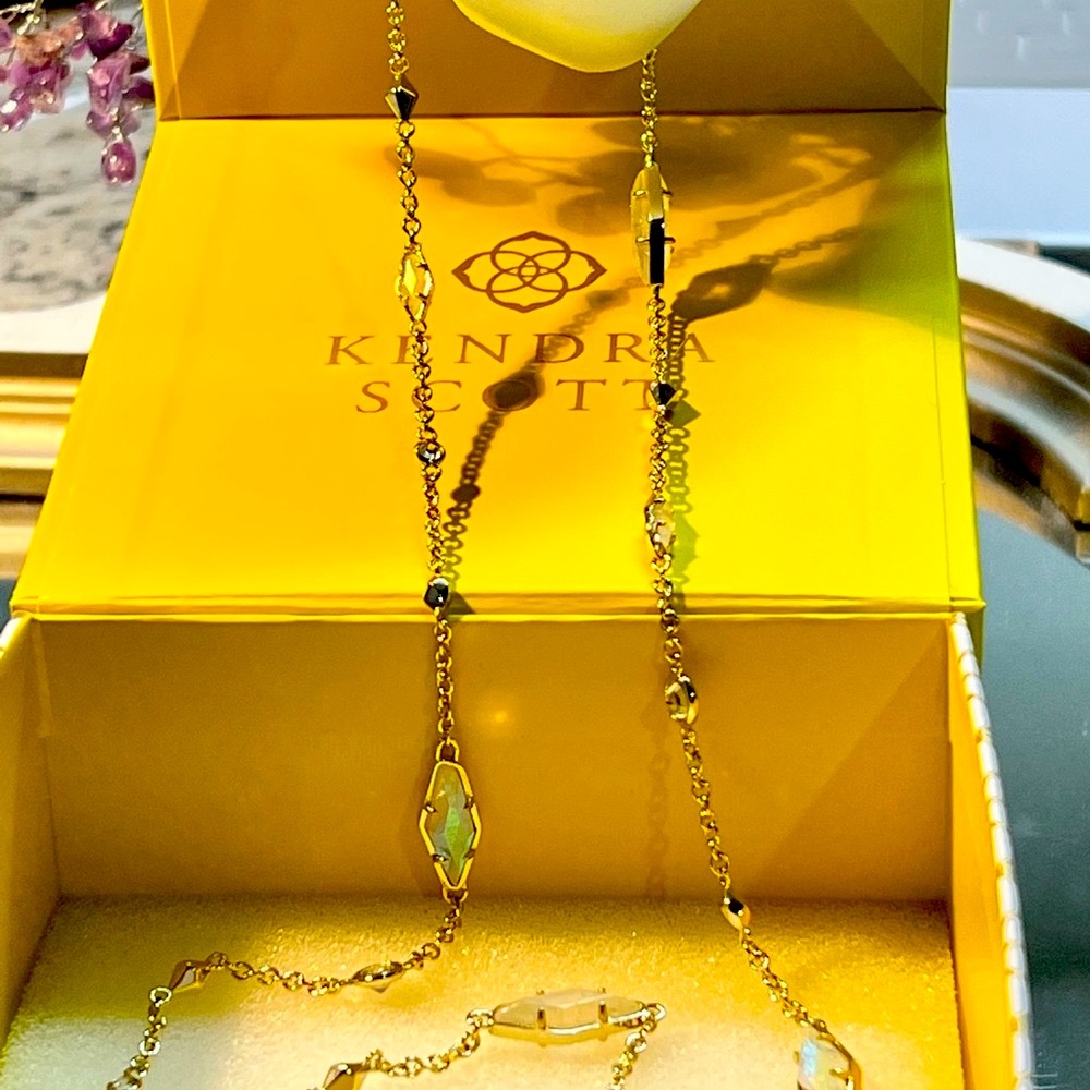 NWT Rare & Retired Kendra Scott Zuly Necklace 40” Iridescent Dichroic Crystal CZ - Picture 9 of 11